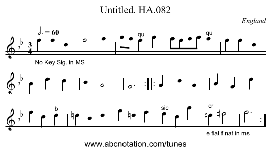 Untitled. HA.082 - staff notation