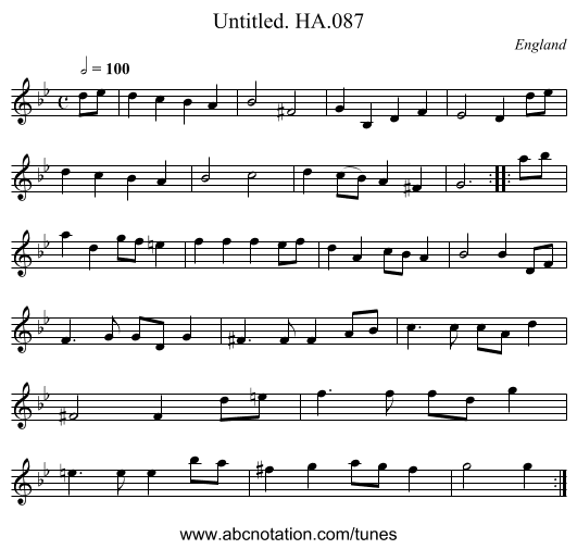 Untitled. HA.087 - staff notation