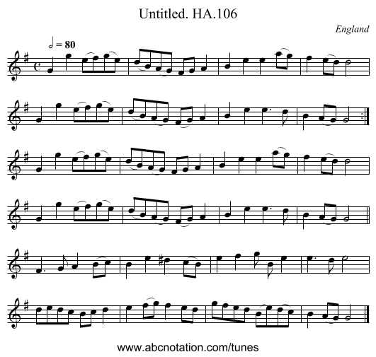 Untitled. HA.106 - staff notation