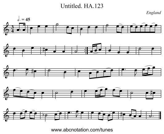 Untitled. HA.123 - staff notation
