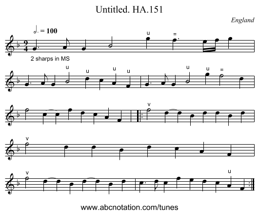 Untitled. HA.151 - staff notation