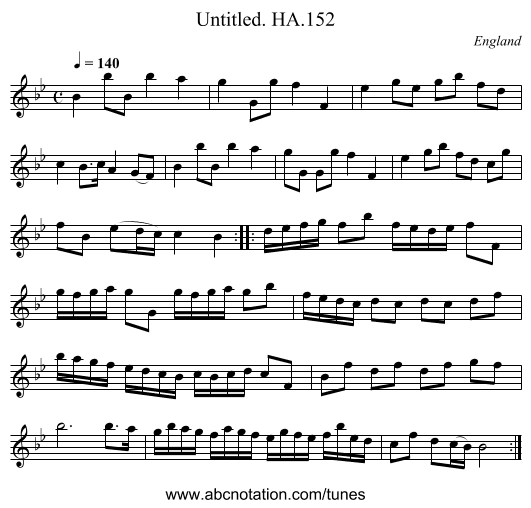 Untitled. HA.152 - staff notation