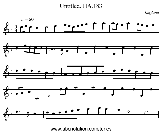 Untitled. HA.183 - staff notation