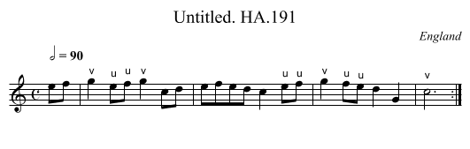 Untitled. HA.191 - staff notation