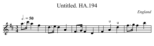 Untitled. HA.194 - staff notation