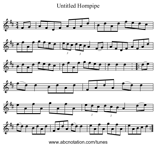 Untitled Hornpipe - staff notation