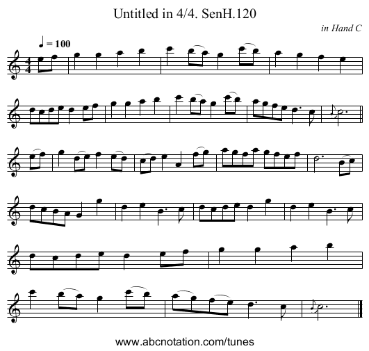 Untitled in 4/4. SenH.120 - staff notation