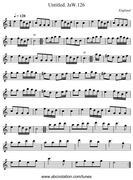 Untitled. JaW.126 - staff notation