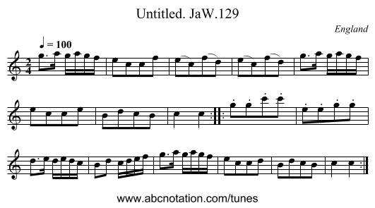Untitled. JaW.129 - staff notation