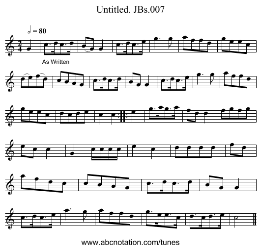 Untitled. JBs.007 - staff notation