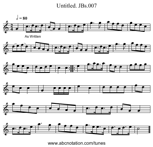 Untitled. JBs.007 - staff notation
