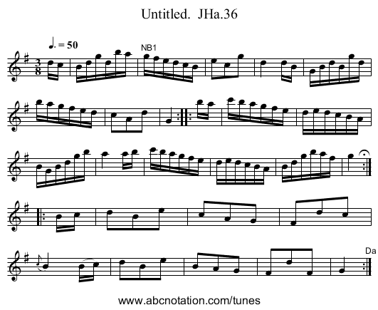 Untitled.  JHa.36 - staff notation