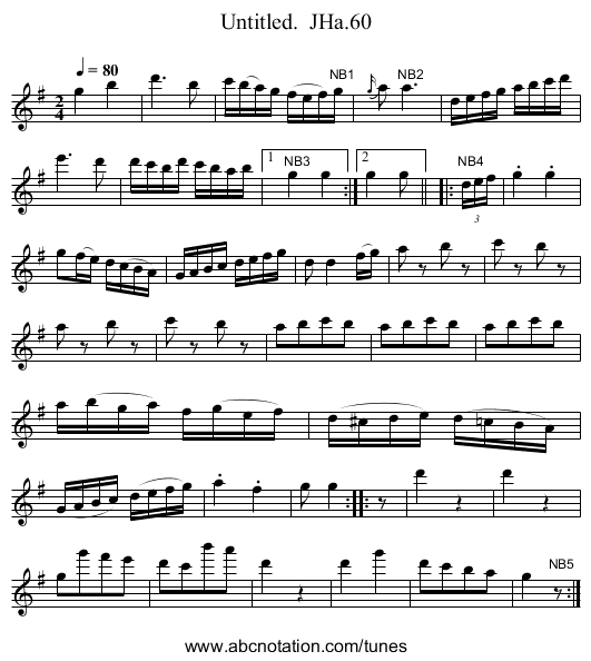 Untitled.  JHa.60 - staff notation