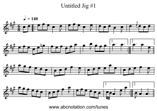 Untitled Jig #1 - staff notation