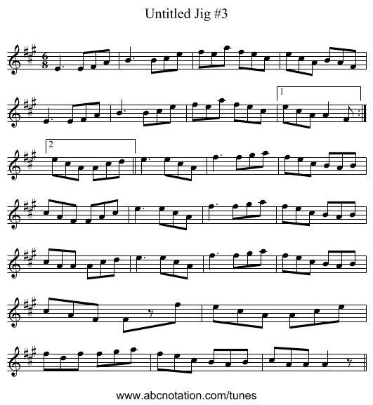 Untitled Jig #3 - staff notation