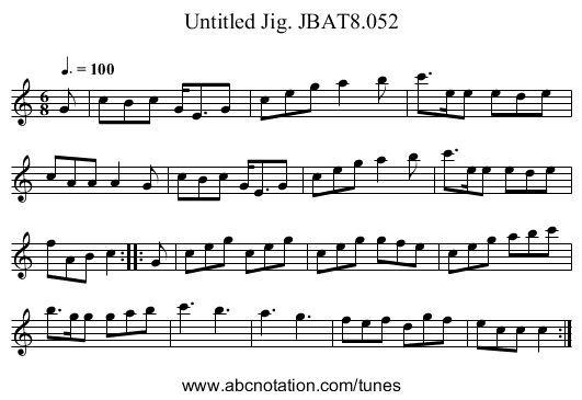 Untitled Jig. JBAT8.052 - staff notation