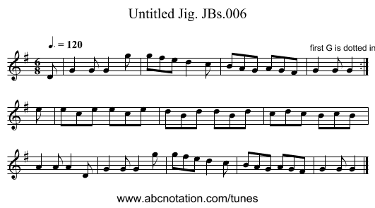 Untitled Jig. JBs.006 - staff notation