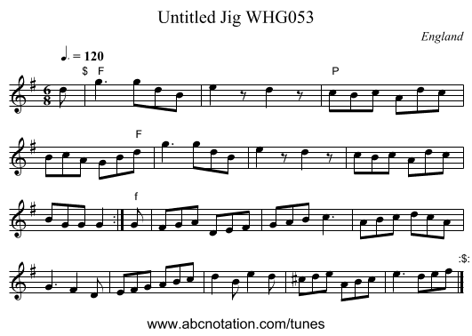 Untitled Jig WHG053 - staff notation