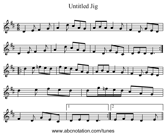 Untitled Jig - staff notation