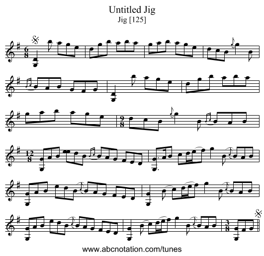 Untitled Jig - staff notation