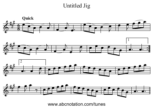 Untitled Jig - staff notation