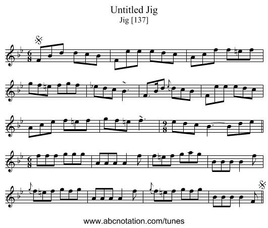 Untitled Jig - staff notation