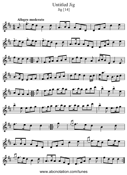 Untitled Jig - staff notation