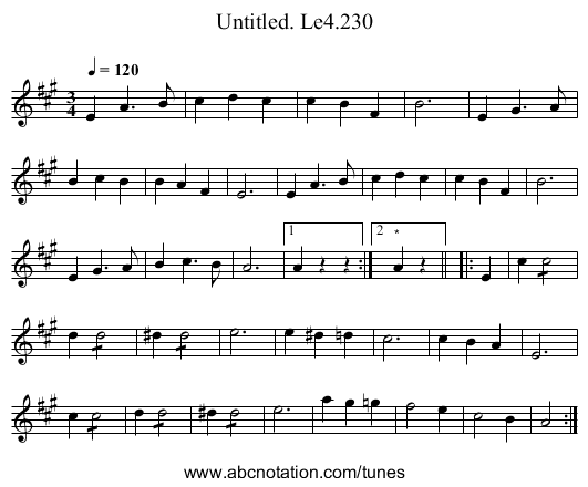 Untitled. Le4.230 - staff notation