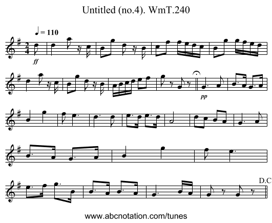 Untitled (no.4). WmT.240 - staff notation