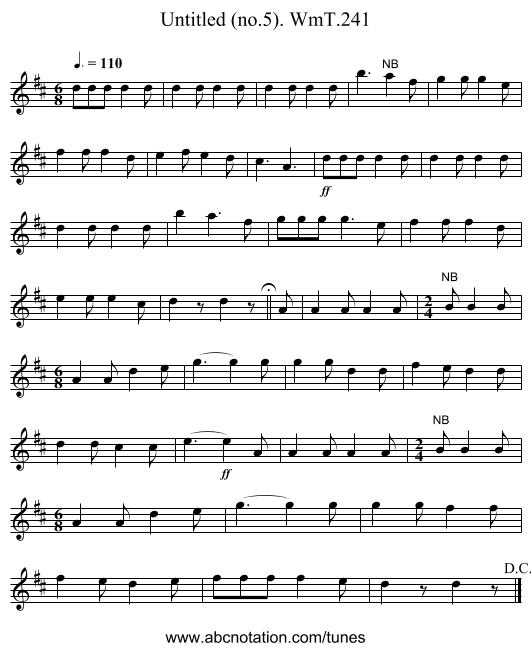 Untitled (no.5). WmT.241 - staff notation