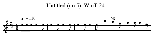 Untitled (no.5). WmT.241 - staff notation
