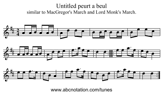 Untitled peurt a beul - staff notation