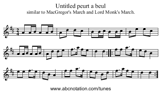 Untitled peurt a beul - staff notation