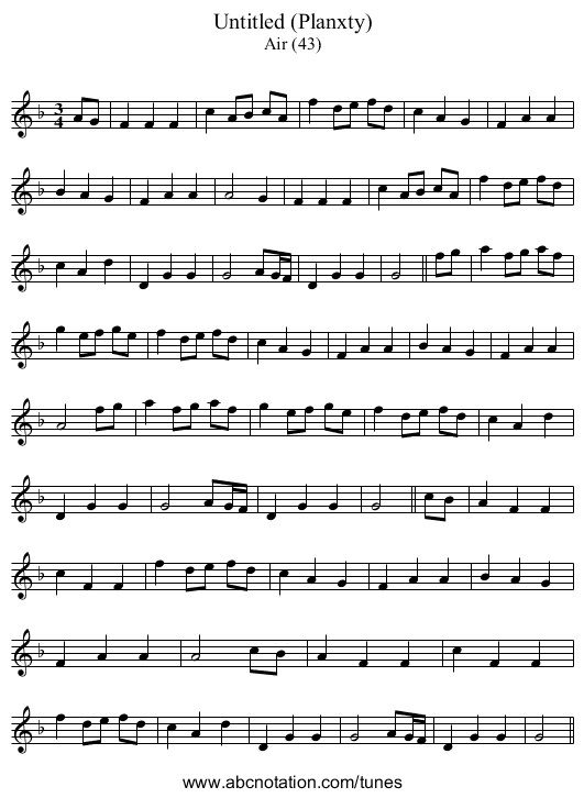 Untitled (Planxty) - staff notation