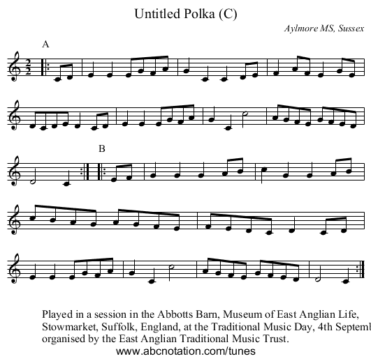 Untitled Polka (C) - staff notation
