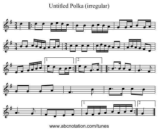Untitled Polka (irregular) - staff notation