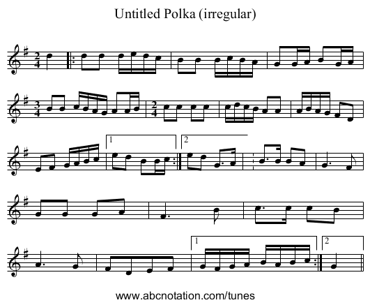 Untitled Polka (irregular) - staff notation
