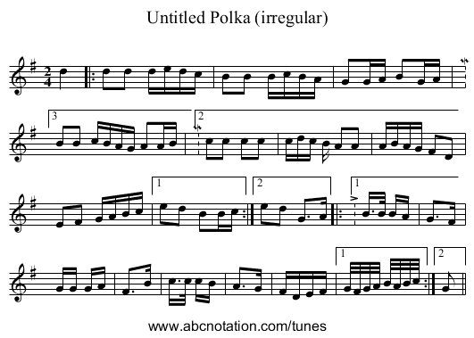Untitled Polka (irregular) - staff notation
