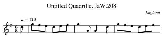 Untitled Quadrille. JaW.208 - staff notation