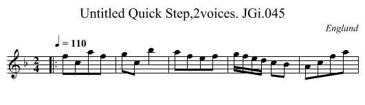 Untitled Quick Step,2voices. JGi.045 - staff notation