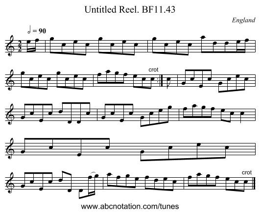 Untitled Reel. BF11.43 - staff notation