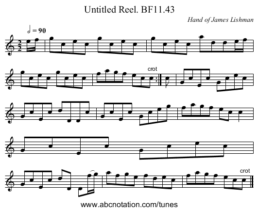 Untitled Reel. BF11.43 - staff notation
