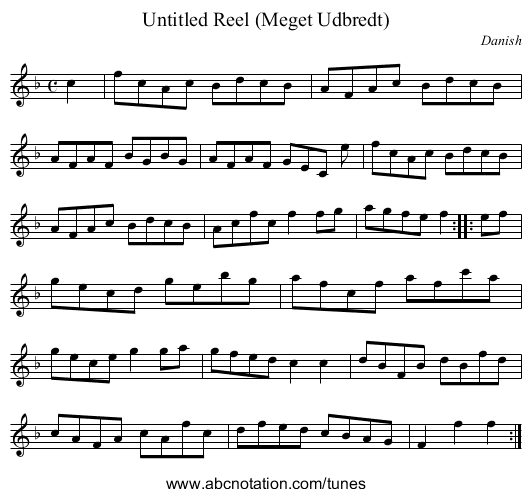 Untitled Reel (Meget Udbredt) - staff notation