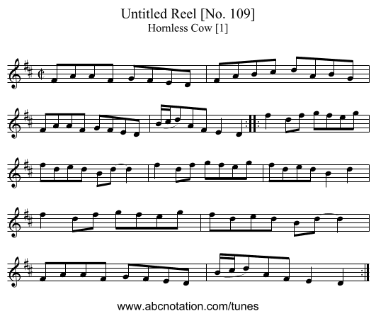 Untitled Reel [No. 109] - staff notation
