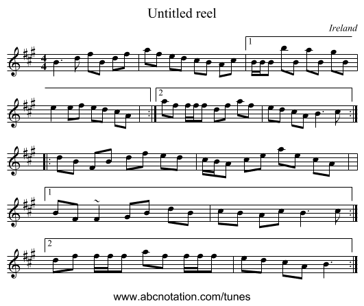 Untitled reel - staff notation