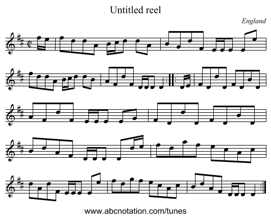 Untitled reel - staff notation
