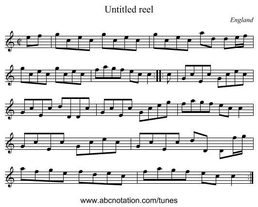 Untitled reel - staff notation