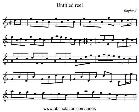 Untitled reel - staff notation