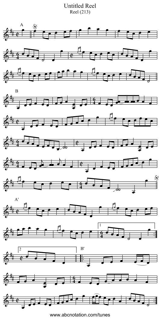 Untitled Reel - staff notation