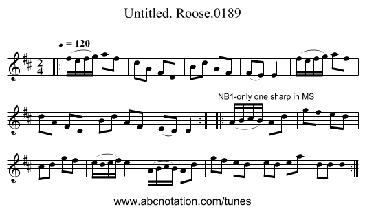 Untitled. Roose.0189 - staff notation
